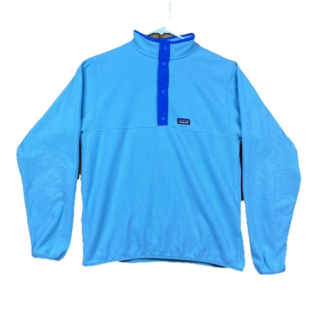 Patagonia Kids Girls XXL 16-18 Synchilla Snap-T Fleece Pullover Light Blue